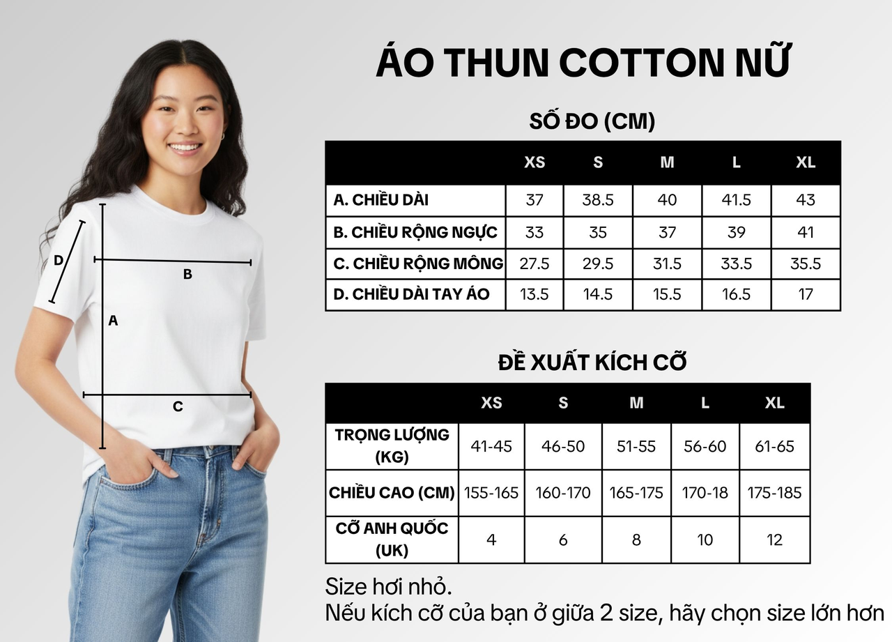 Bảng kích cỡ rõ ràng